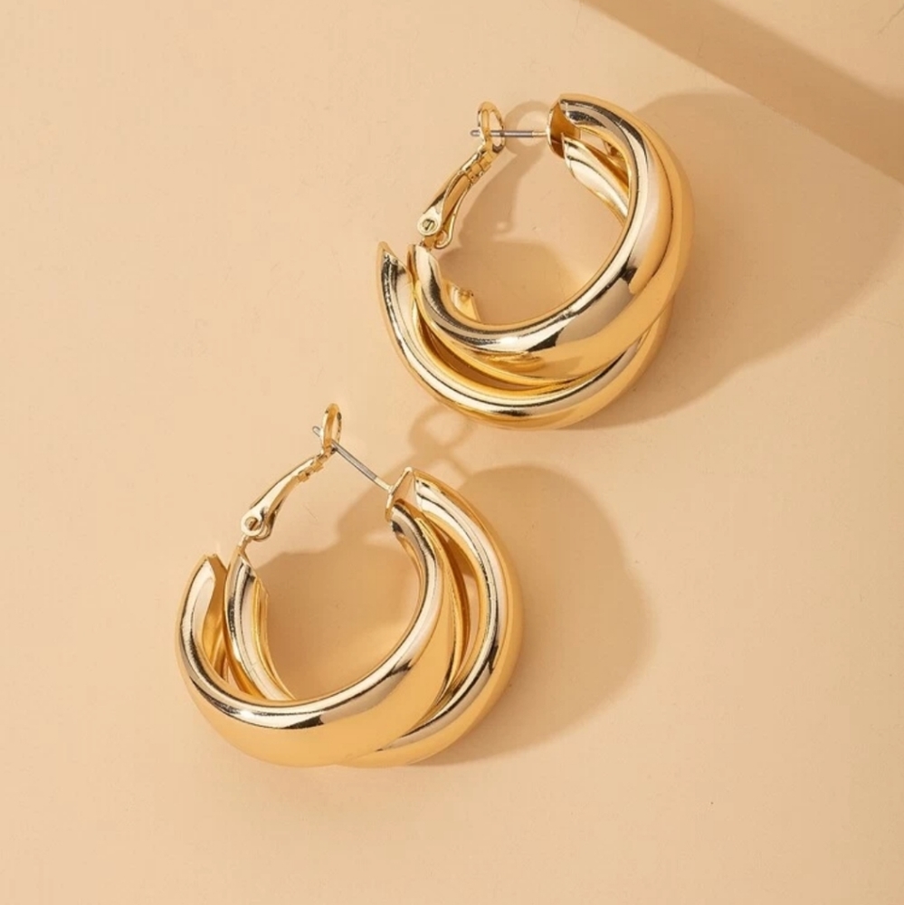 Metal Geometric Gold Earrings